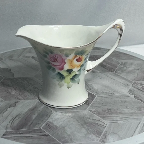 Antique Nippon Hand Painted Floral Creamer with Gold Trim – Crown Mark Japan - Picture 3 of 9